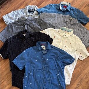 Set of 7 Men’s Short Sleeve Button Down Shirts, Various Brands l Size M